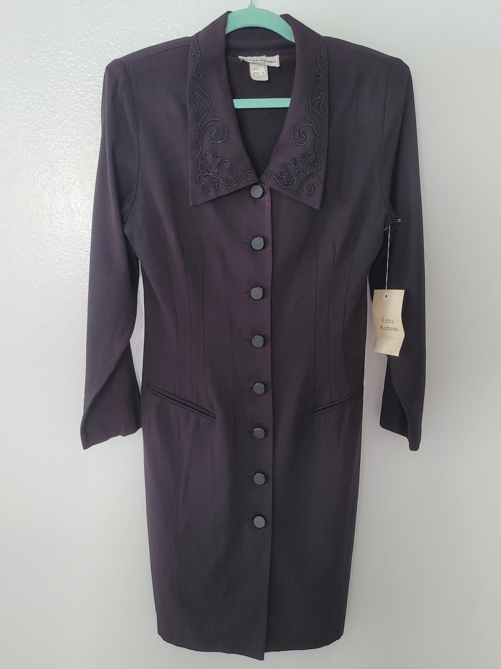 Nicole Studio New York Black Dress Women's 8 Lined Cocktail Vintage